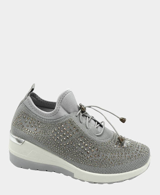 Crystal Wedge Lace Sneaker view 1