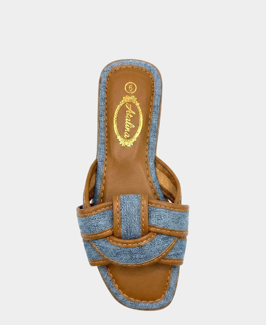 
Denim Interlock Sandal in BLUE/TAN view 2
