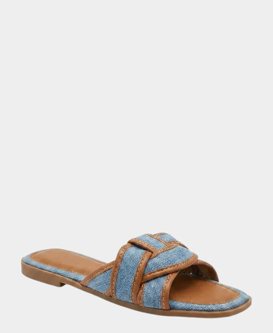 
Denim Interlock Sandal in BLUE/TAN view 1