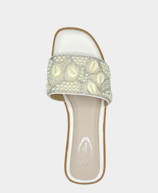 
Beaded Seashell Sandal in WHITE view 2