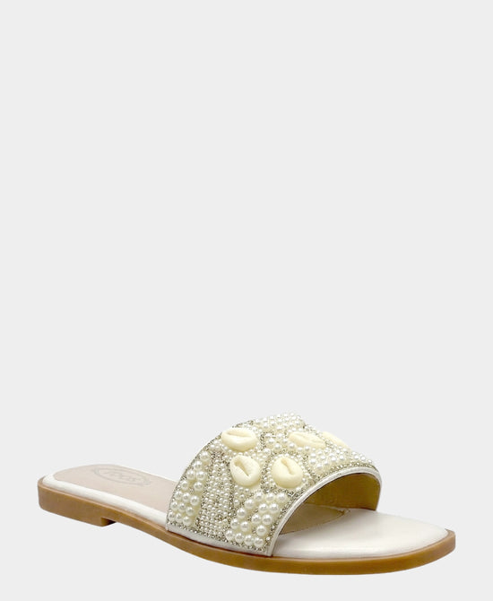 
Beaded Seashell Sandal in WHITE view 1