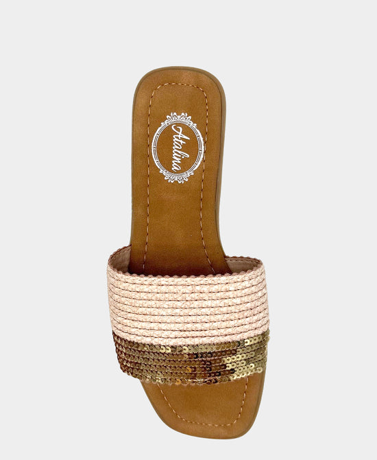 
Raffia Sandal w/ Sequins in PINK view 2