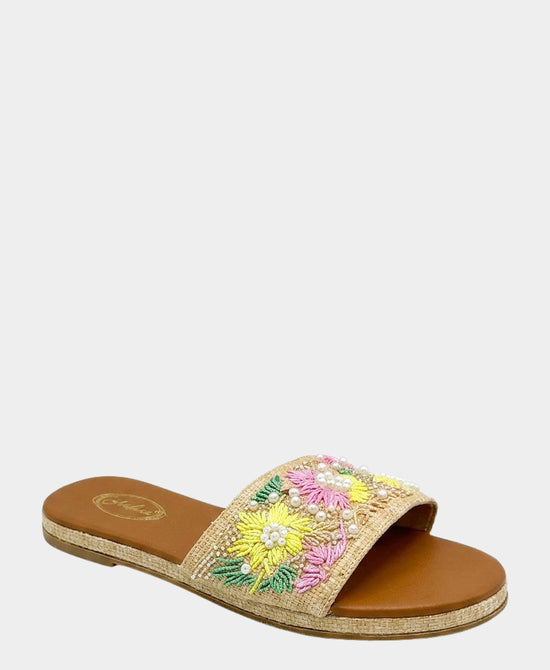 
Straw Beaded Sandal w/ Pearls in MULTI view 1