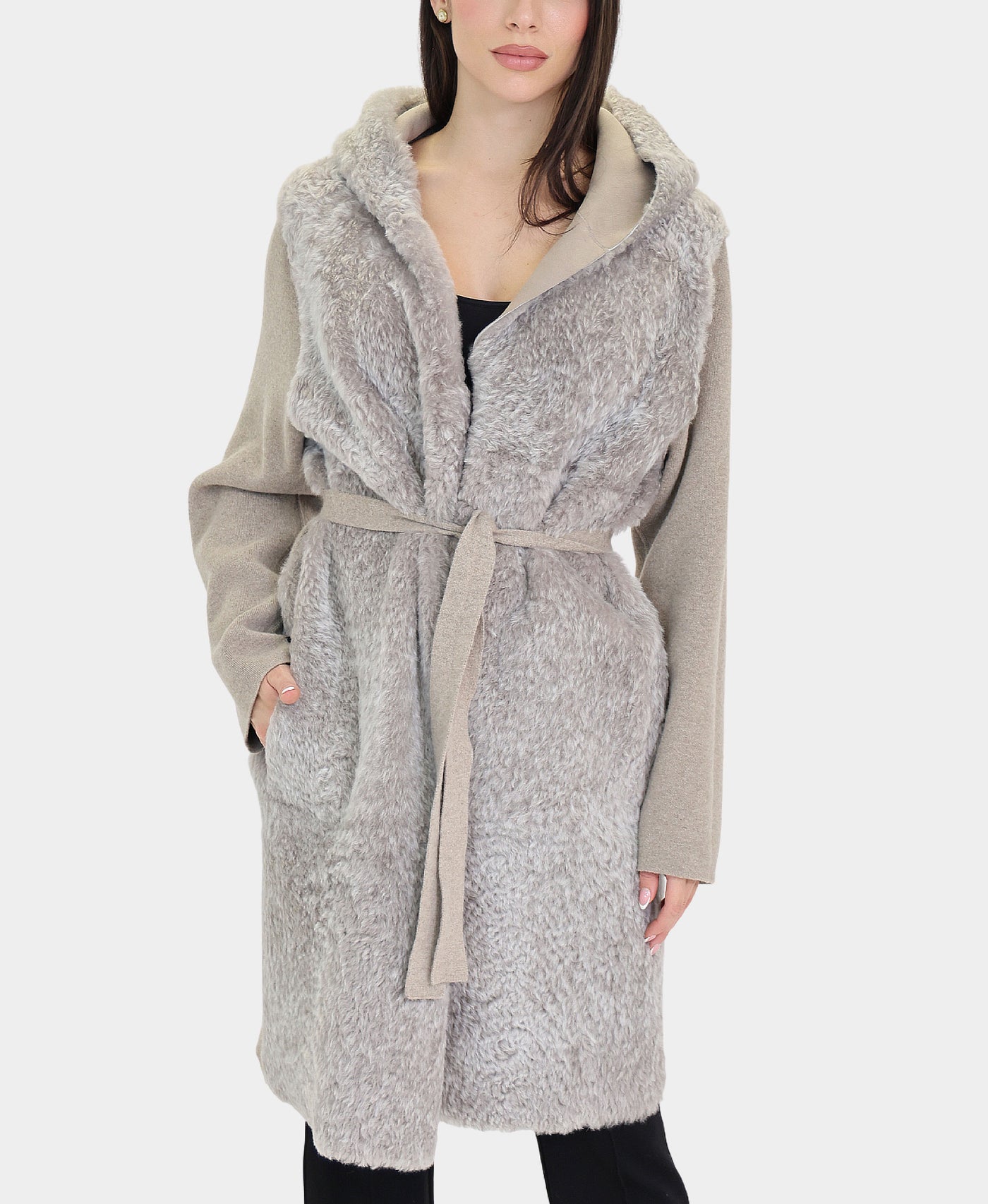 Reversible Shearling & Wool Combo Coat view 1