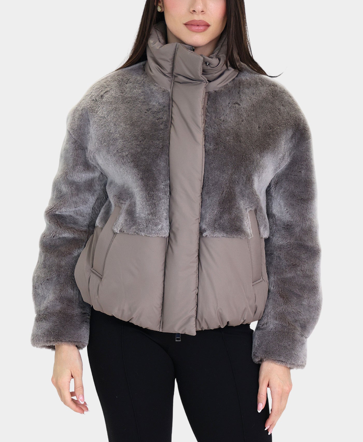 Shearling Jacket w/ Nylon Trim view 1