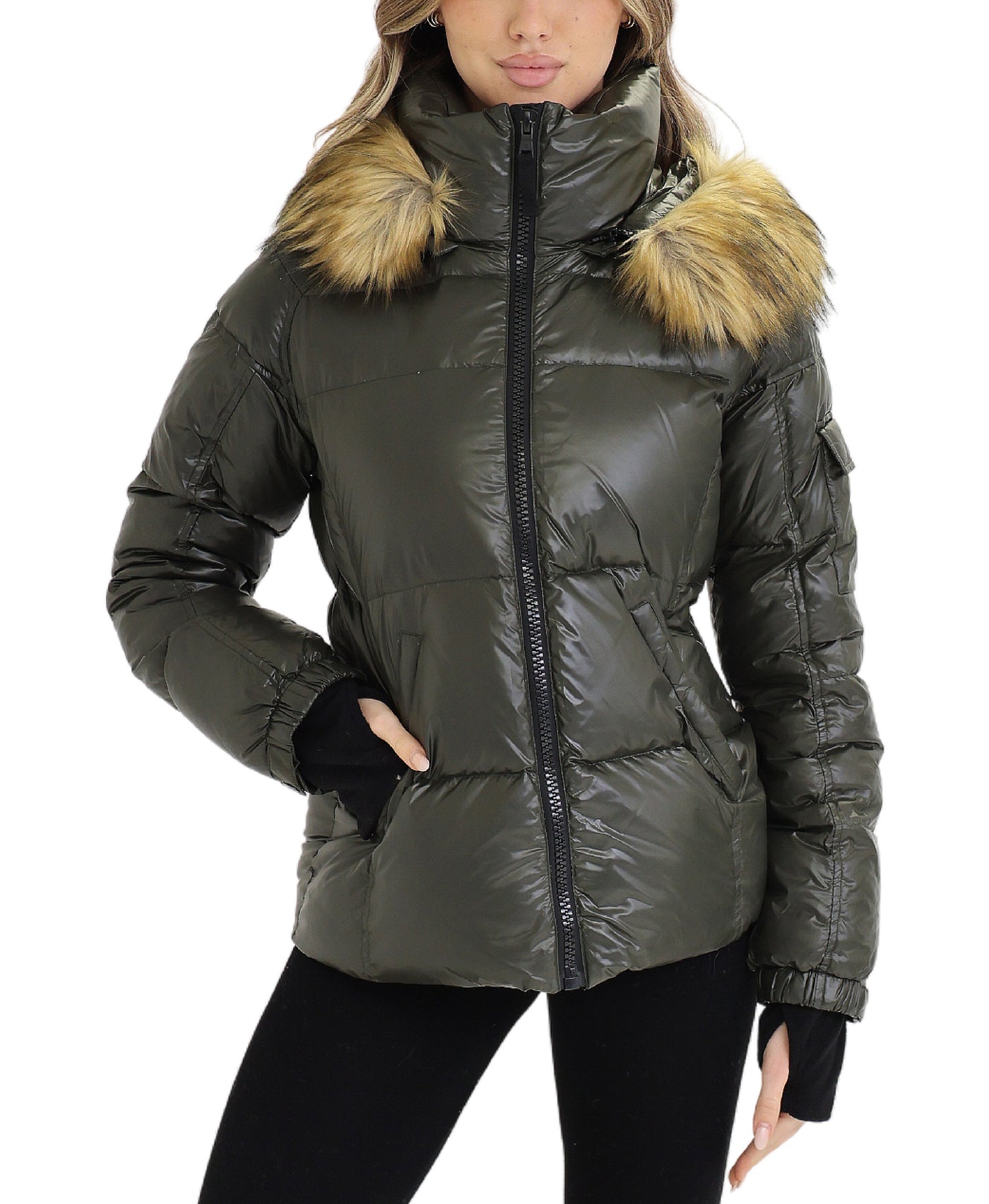 Puffer Jacket w/ Faux Fur Hood view 1