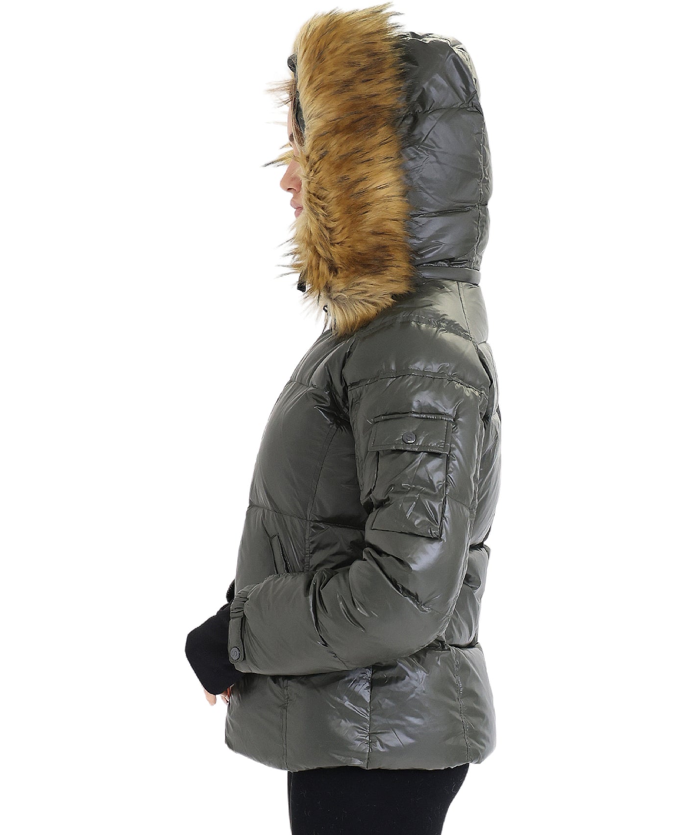 Puffer Jacket w/ Faux Fur Hood view 2