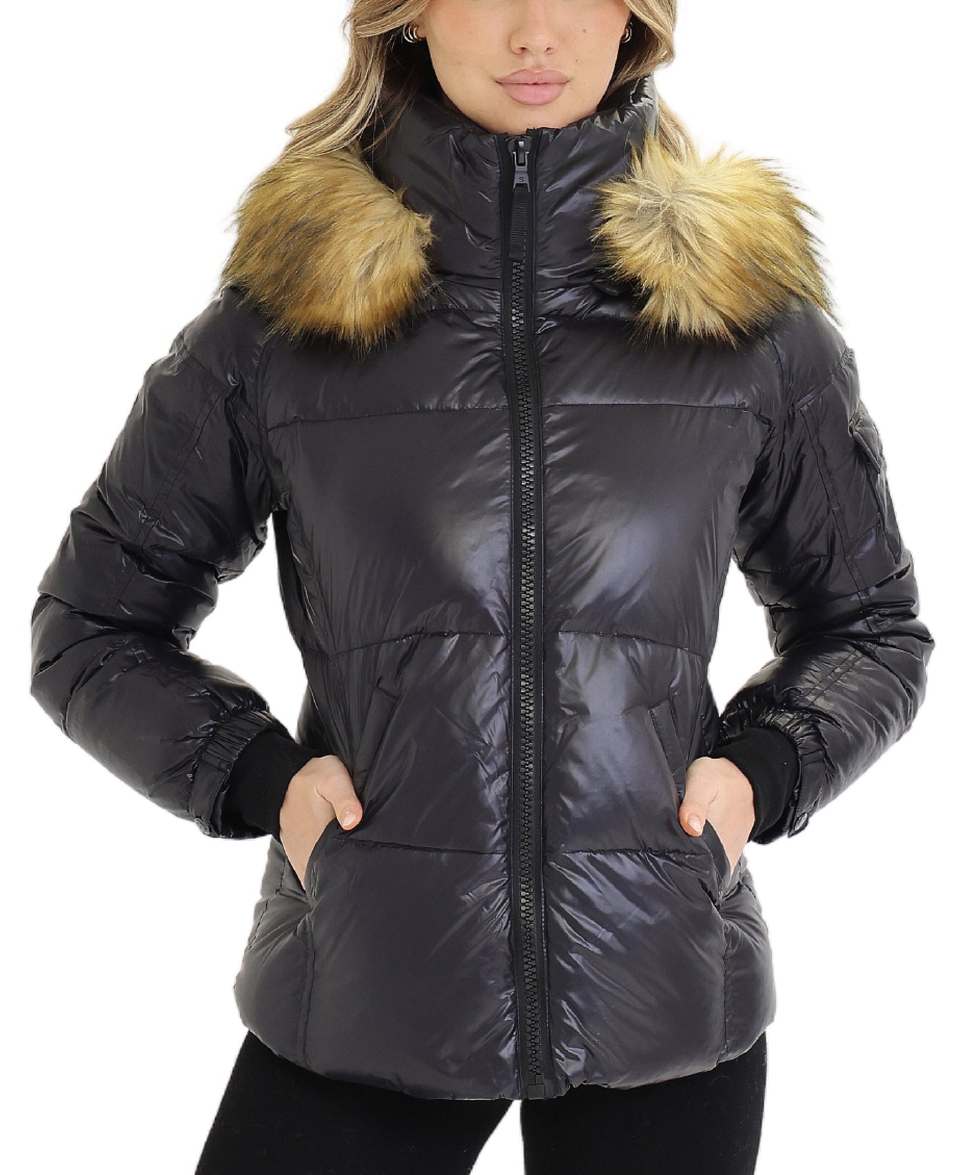 Puffer Jacket w/ Faux Fur Hood view 1