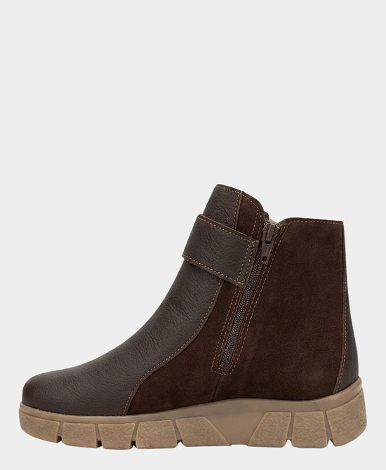 
Leather & Suede Buckle Bootie in BROWN view 2