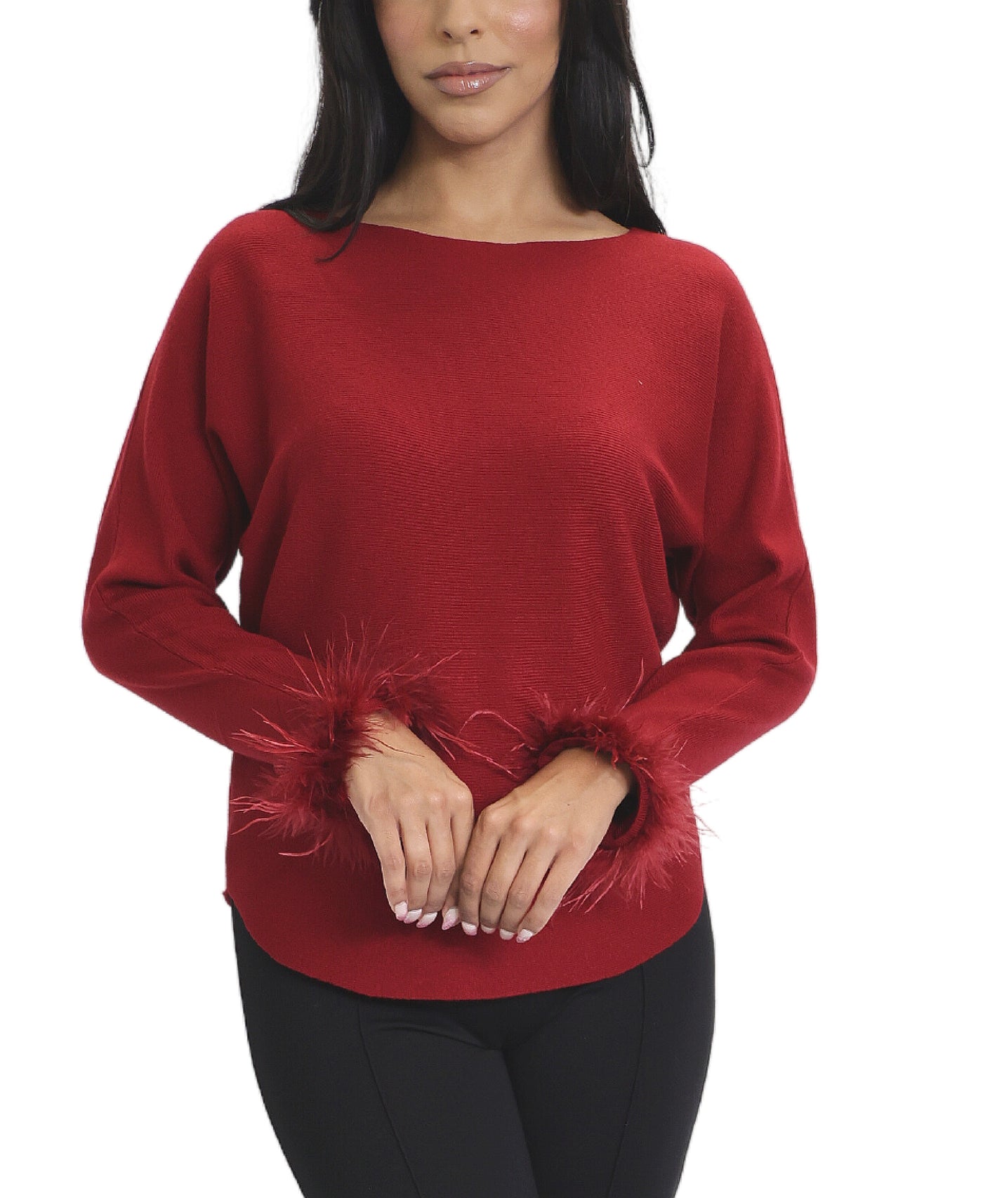 Sweater w/ Feather Cuffs image 1