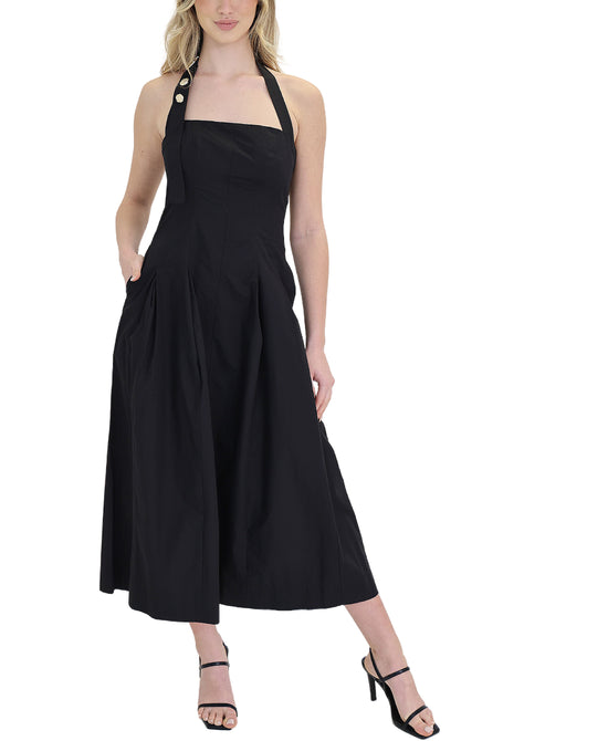 Halter Midi Dress w/ Faux Metal Detail view 