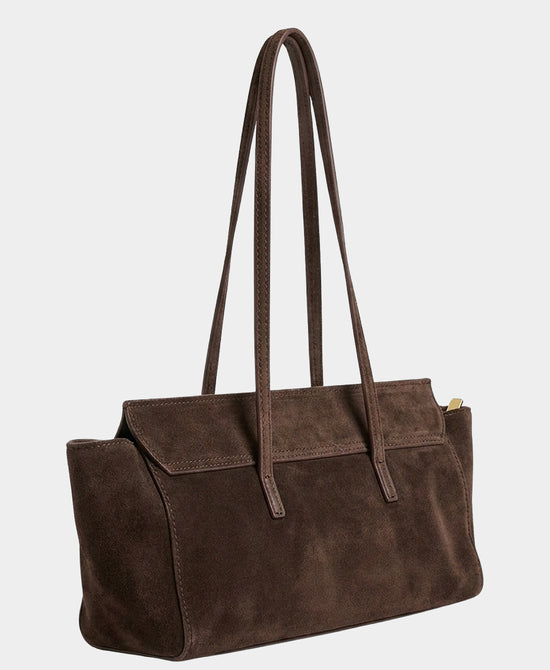
Suede Double Buckle Shoulder Bag in DARK BROWN view 2
