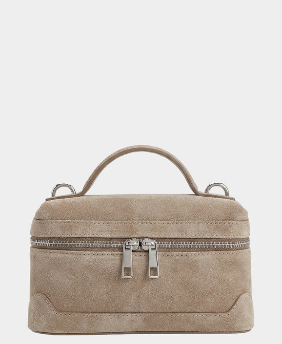 
Suede Top Handle Crossbody Bag in LIGHT TAUPE view 1