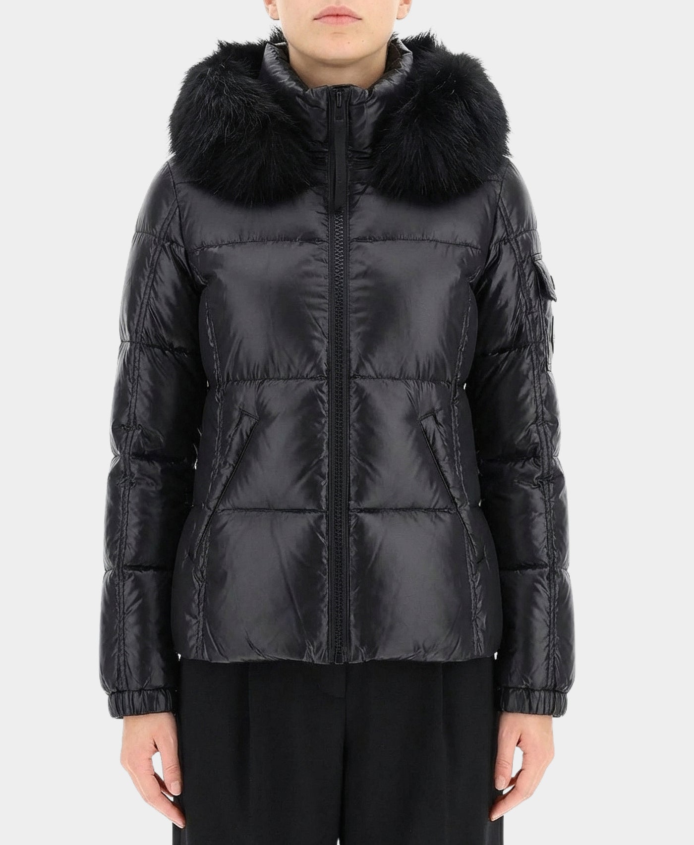 Puffer Jacket w/ Faux Fur Trim Hood view 1