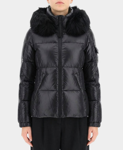 Puffer Jacket w/ Faux Fur Trim Hood image 1