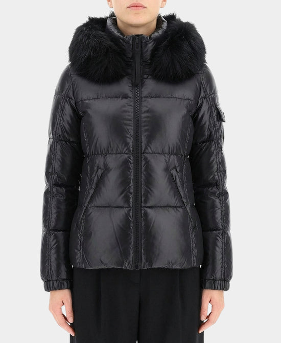 Puffer Jacket w/ Faux Fur Trim Hood view 