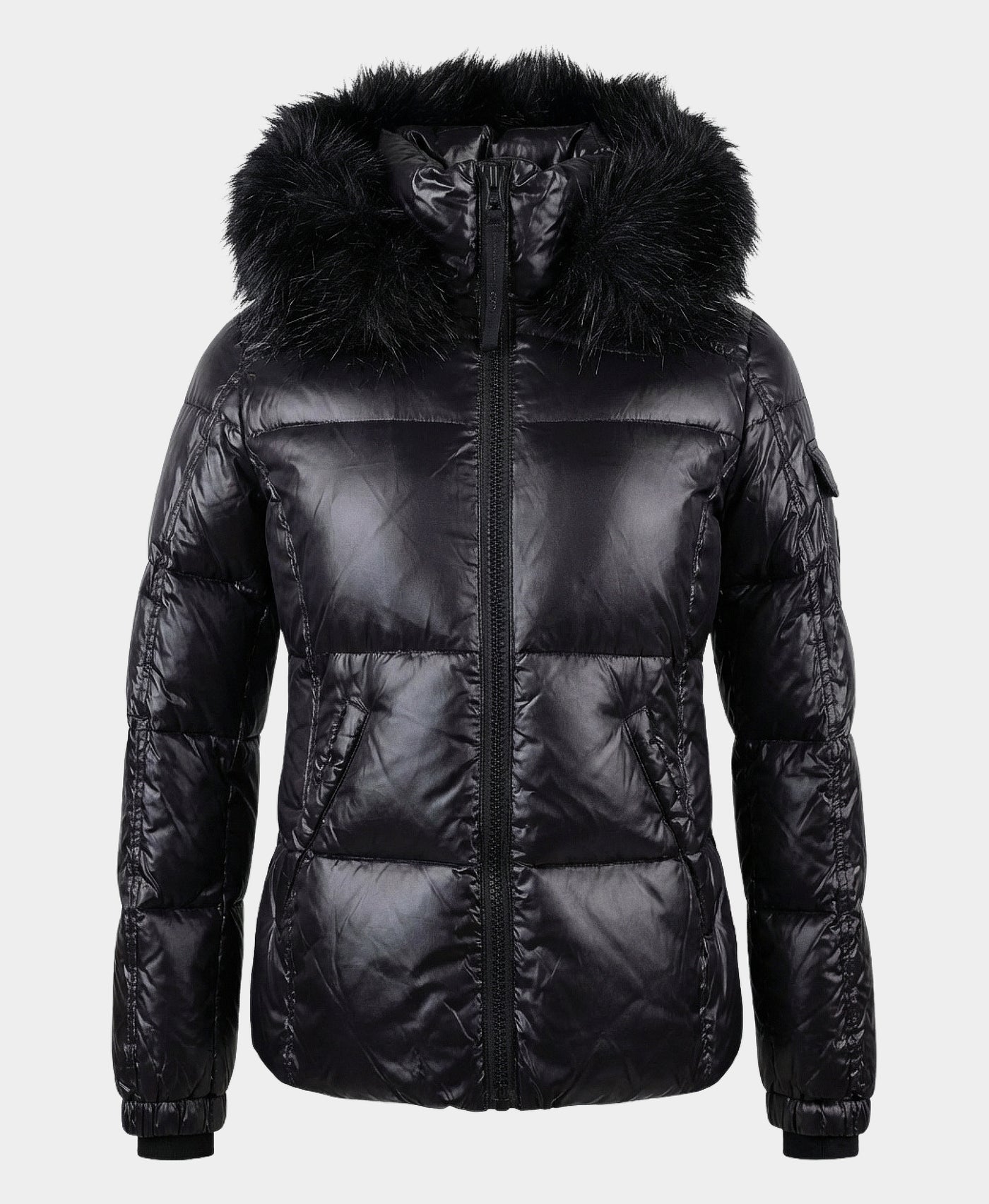 Puffer Jacket w/ Faux Fur Trim Hood view 3