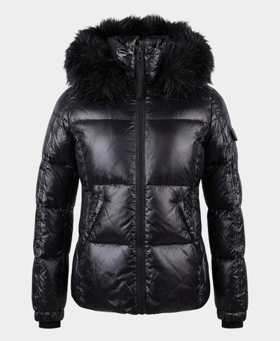 Puffer Jacket w/ Faux Fur Trim Hood image 3