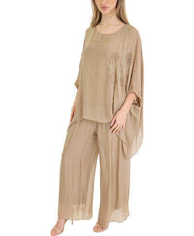 Silk Pants w/ Smocked Elastic Waist image 2