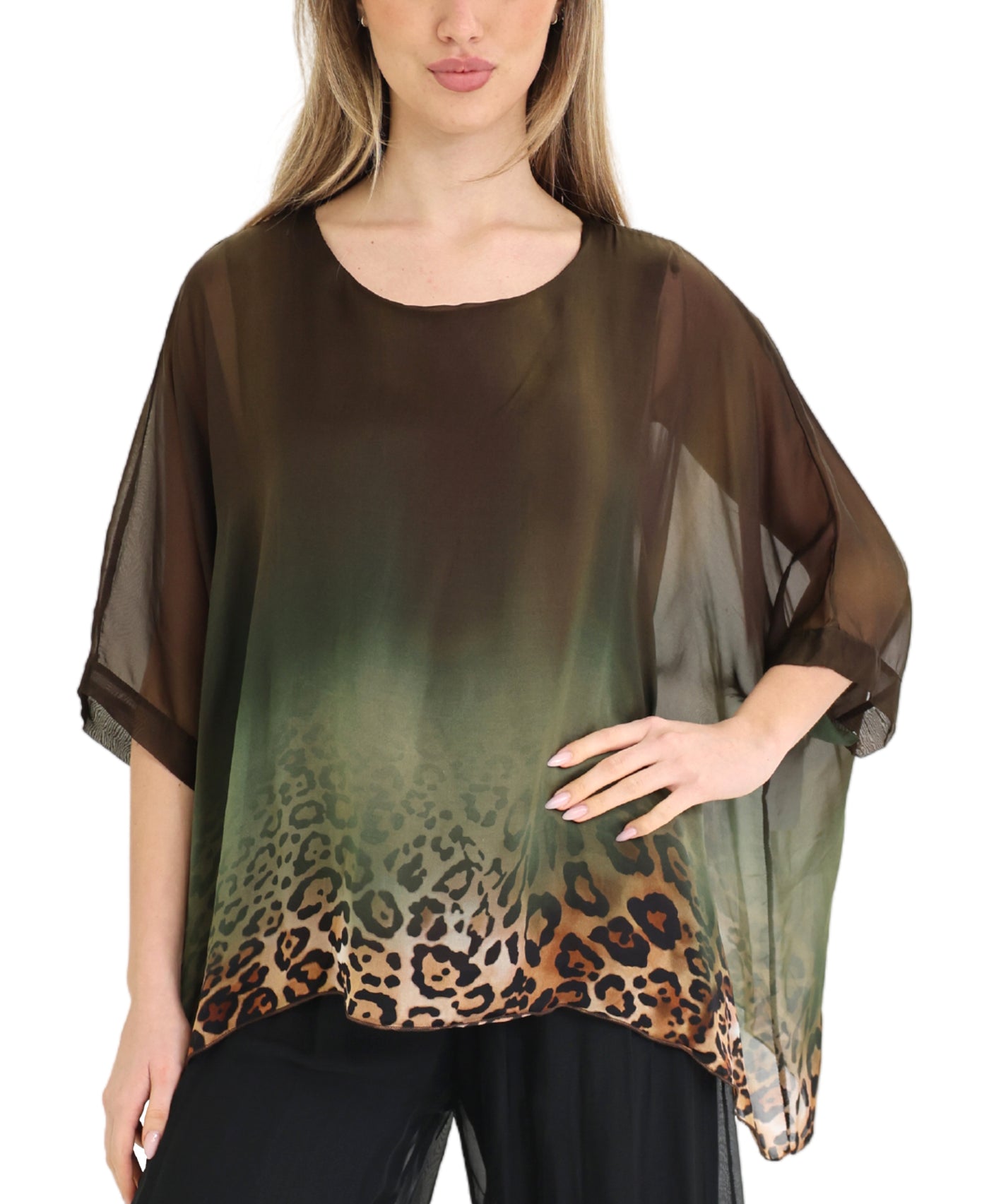 Silk Ombre Leopard Print Top view 1