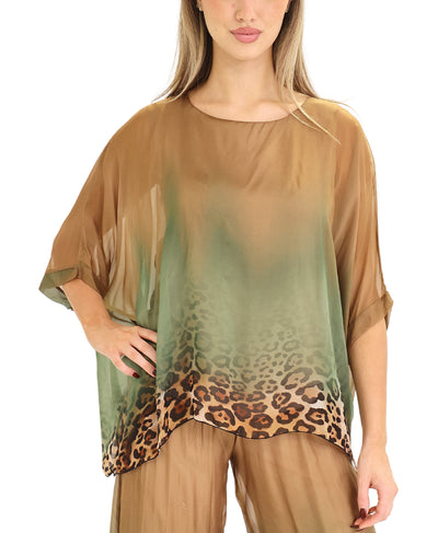 Silk Ombre Leopard Print Top