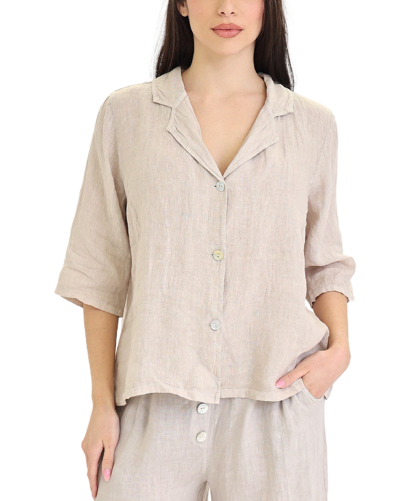 Linen Button Front Shirt view 1