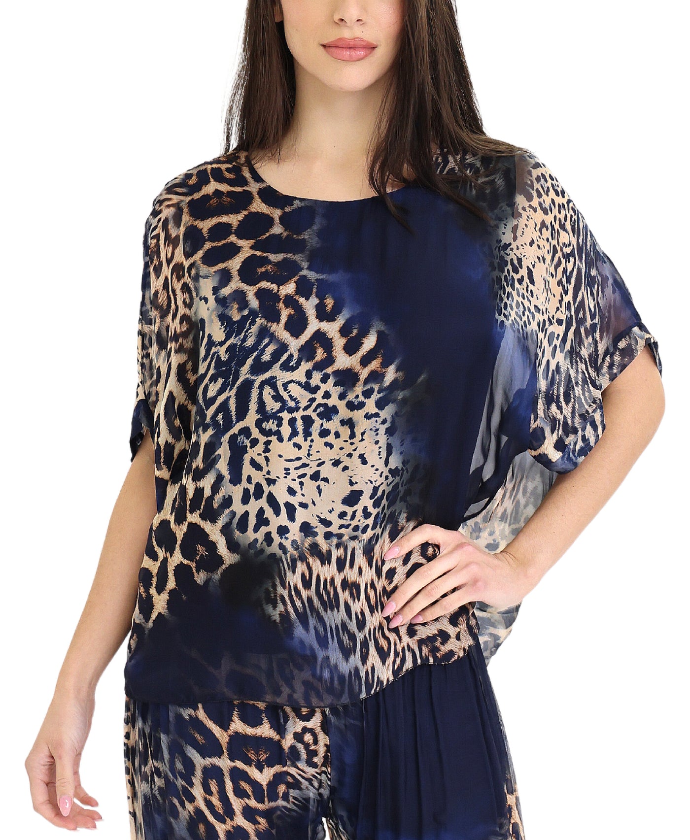 Silk Leopard Print Top