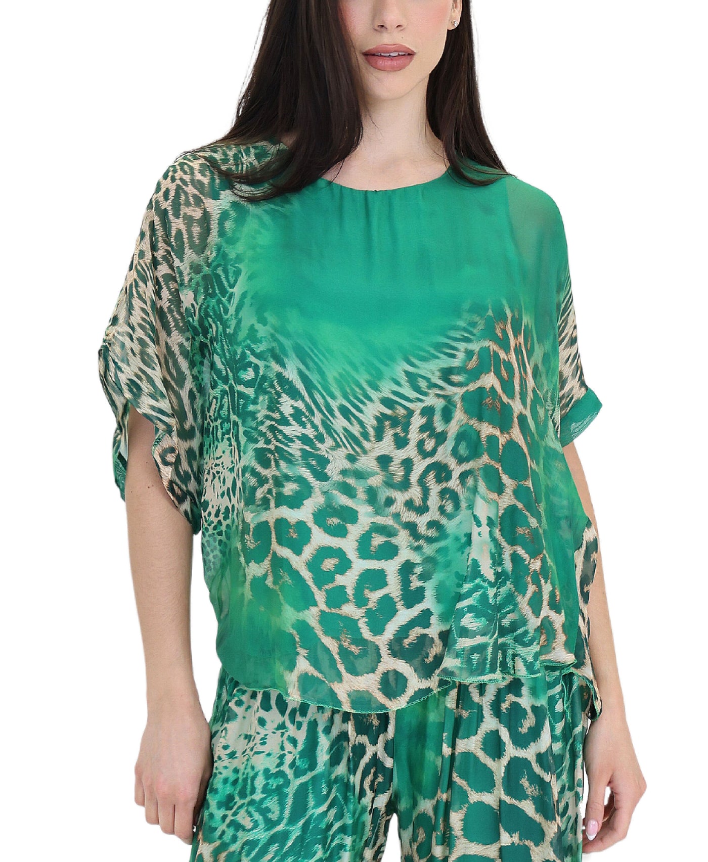 Silk Leopard Print Top view 1