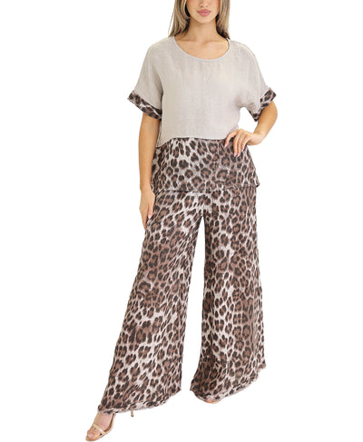 Leopard Print Linen Top image 2