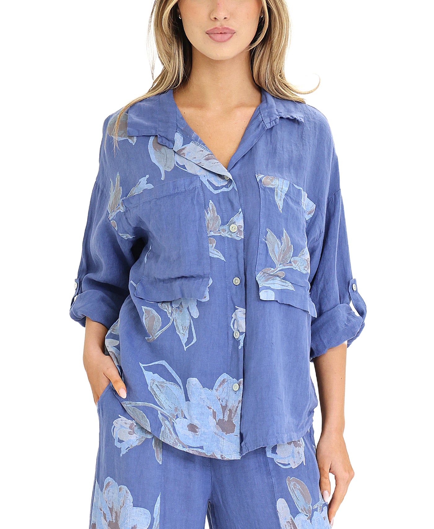 Linen Floral Shirt view 1