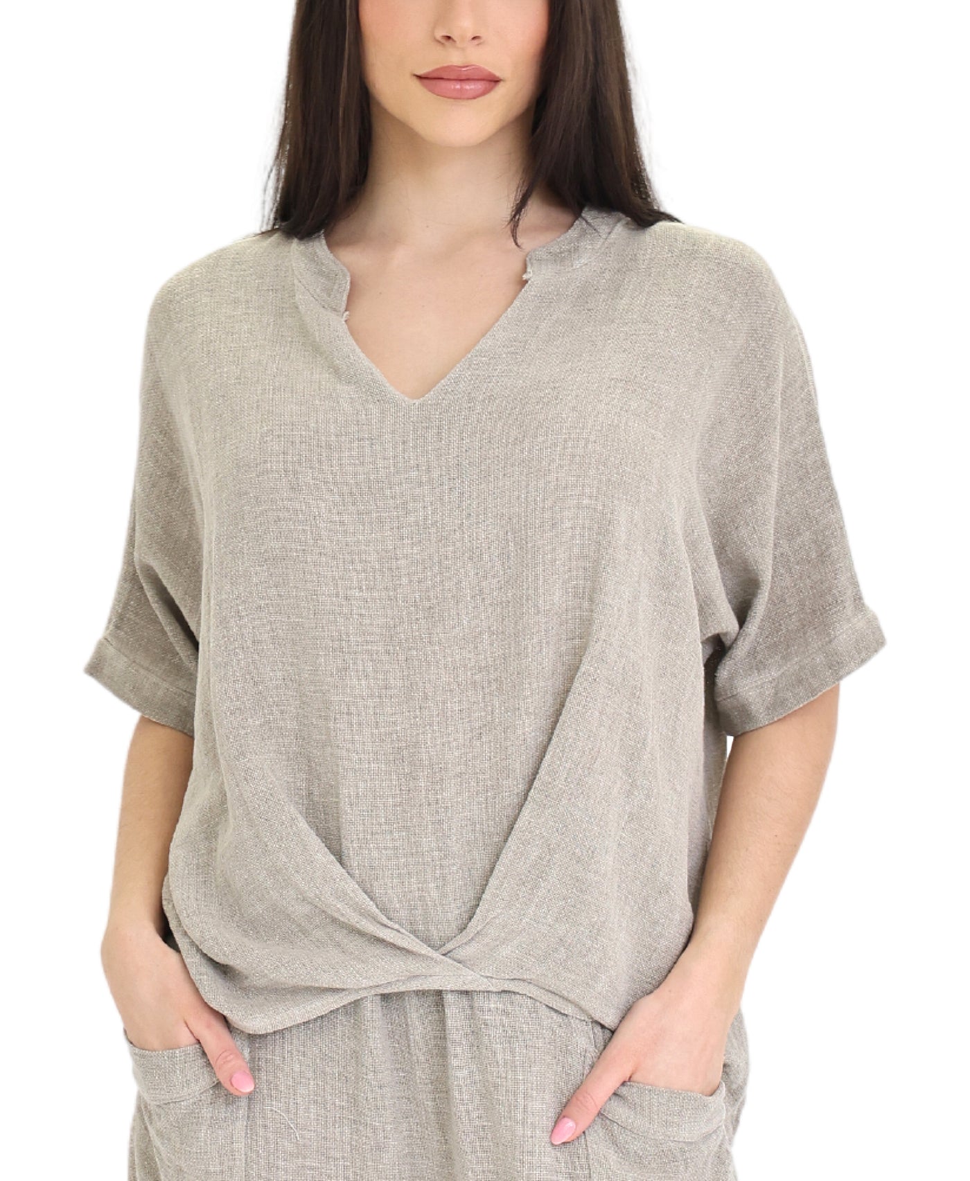 Linen & Cotton Knot Front Top view 1