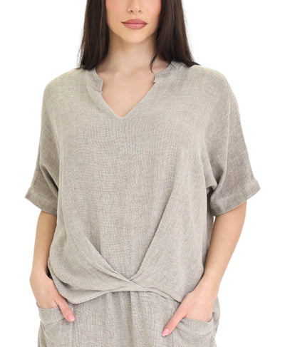 Linen & Cotton Knot Front Top image 1