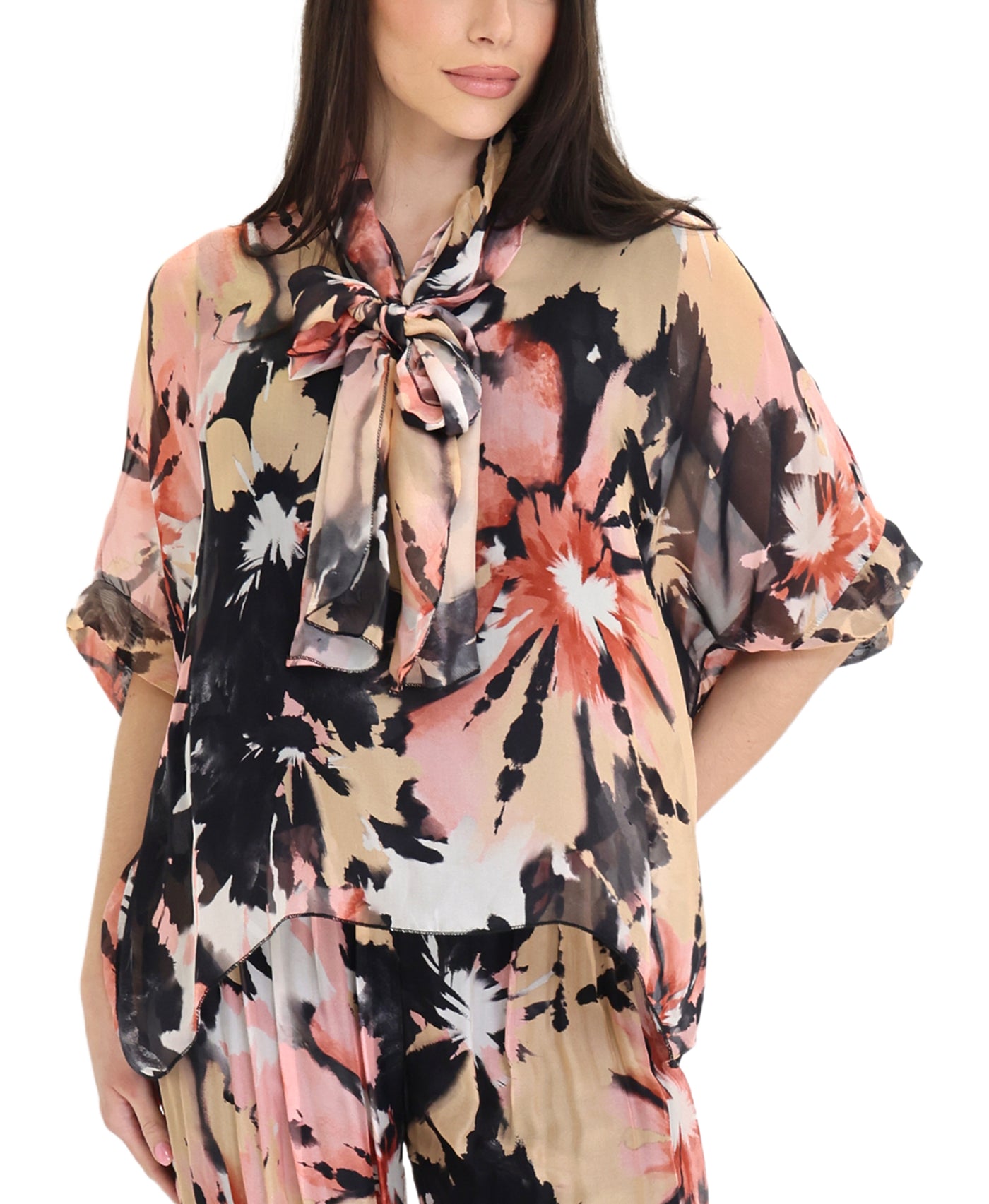 Silk Floral Print Top