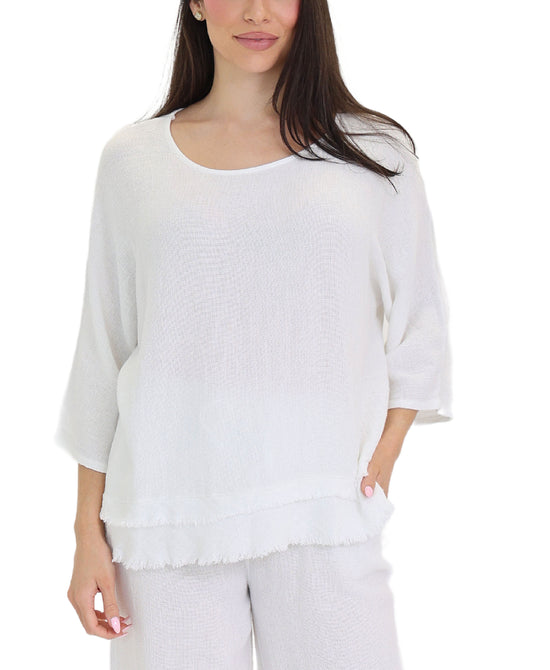 Linen & Cotton Combo Tiered Top view 