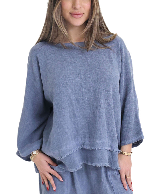 Linen & Cotton Combo Tiered Top view 