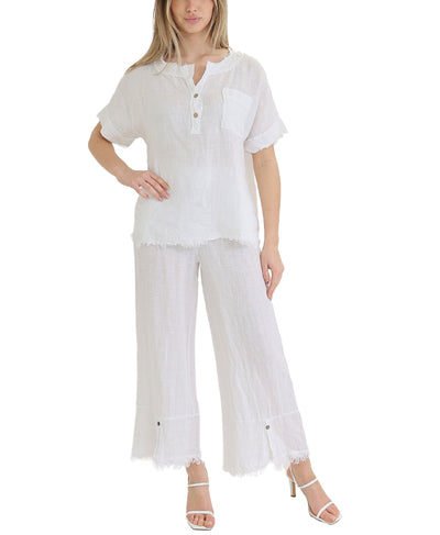 Linen Pants w/ Frayed Edges image 2