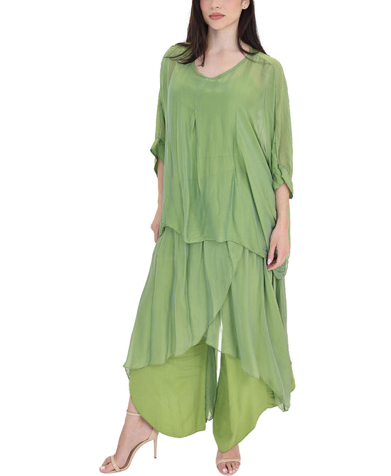 Asymmetrical Silk Top view 