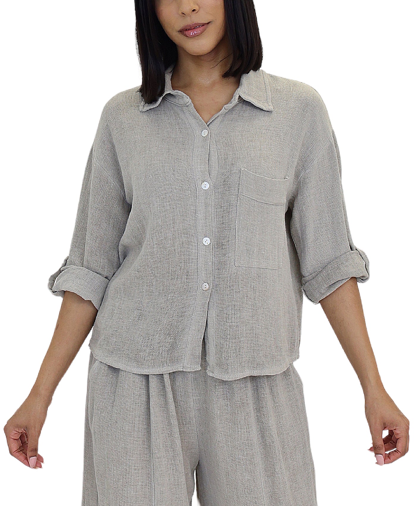 Linen & Cotton Blend Top view 1