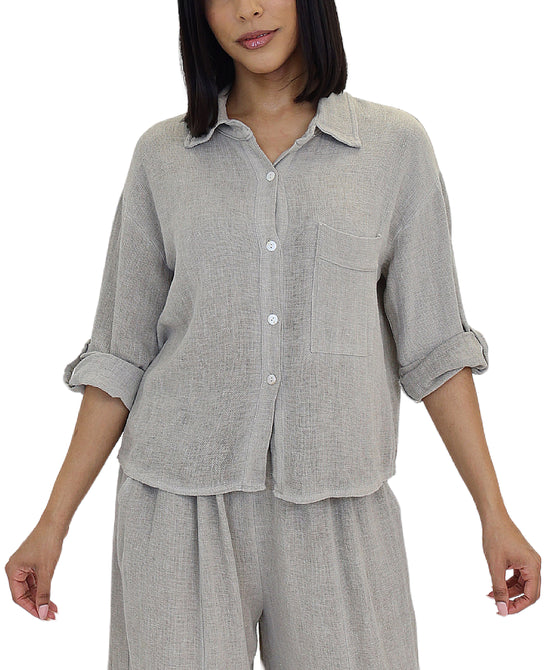 Linen & Cotton Blend Top view 