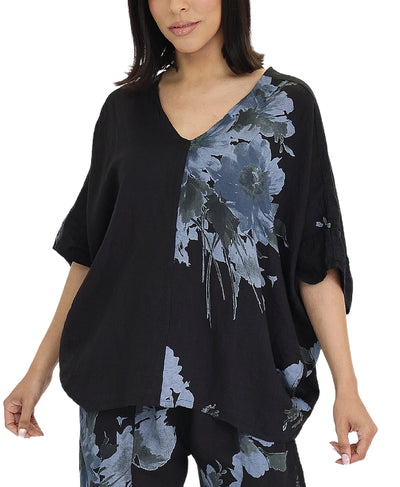 Linen Floral Print Top image 1