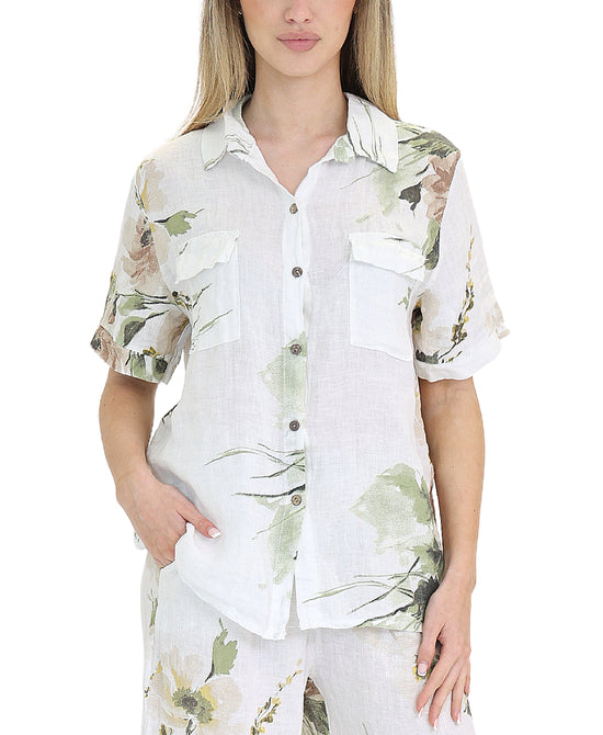 Linen Floral Print Shirt view 