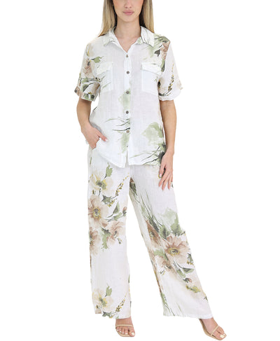 Linen Floral Print Shirt