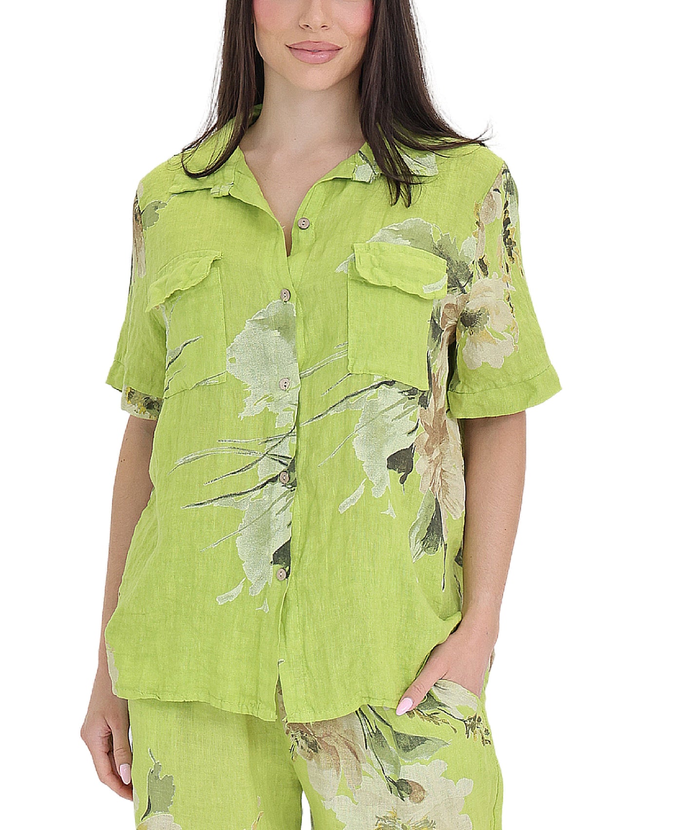 Linen Floral Print Shirt