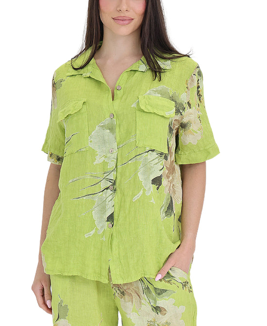 Linen Floral Print Shirt view 