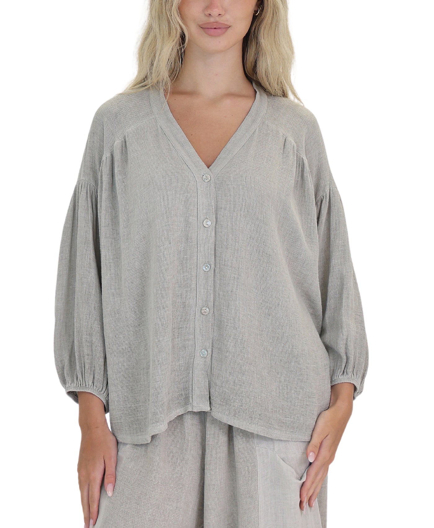 Linen & Cotton Combo Shirt view 1