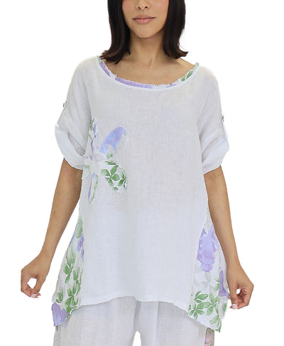 Linen Floral Print Top image 1