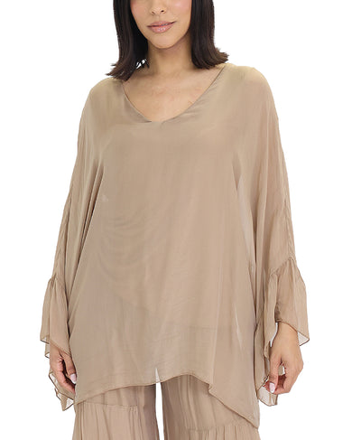 Silk Ruffle Sleeve Top image 1