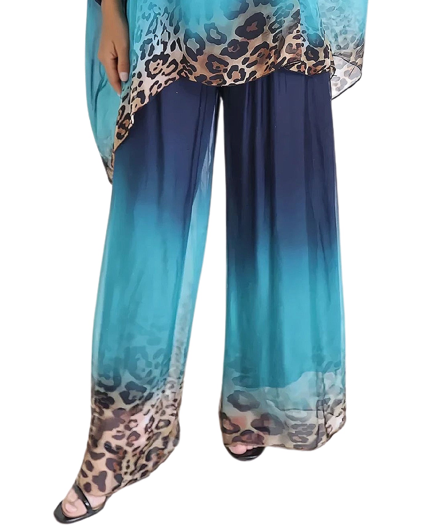 Silk Ombre Leopard Print Pants view 1