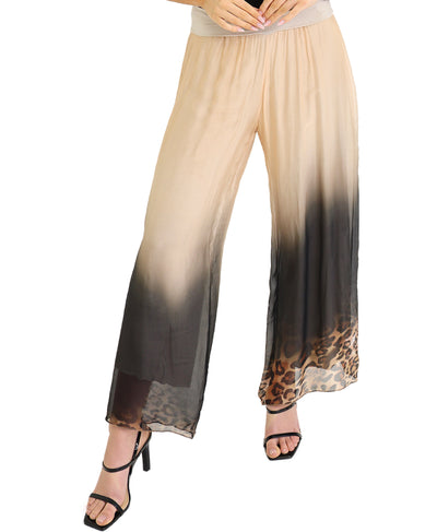 Silk Ombre Leopard Print Pants image 1