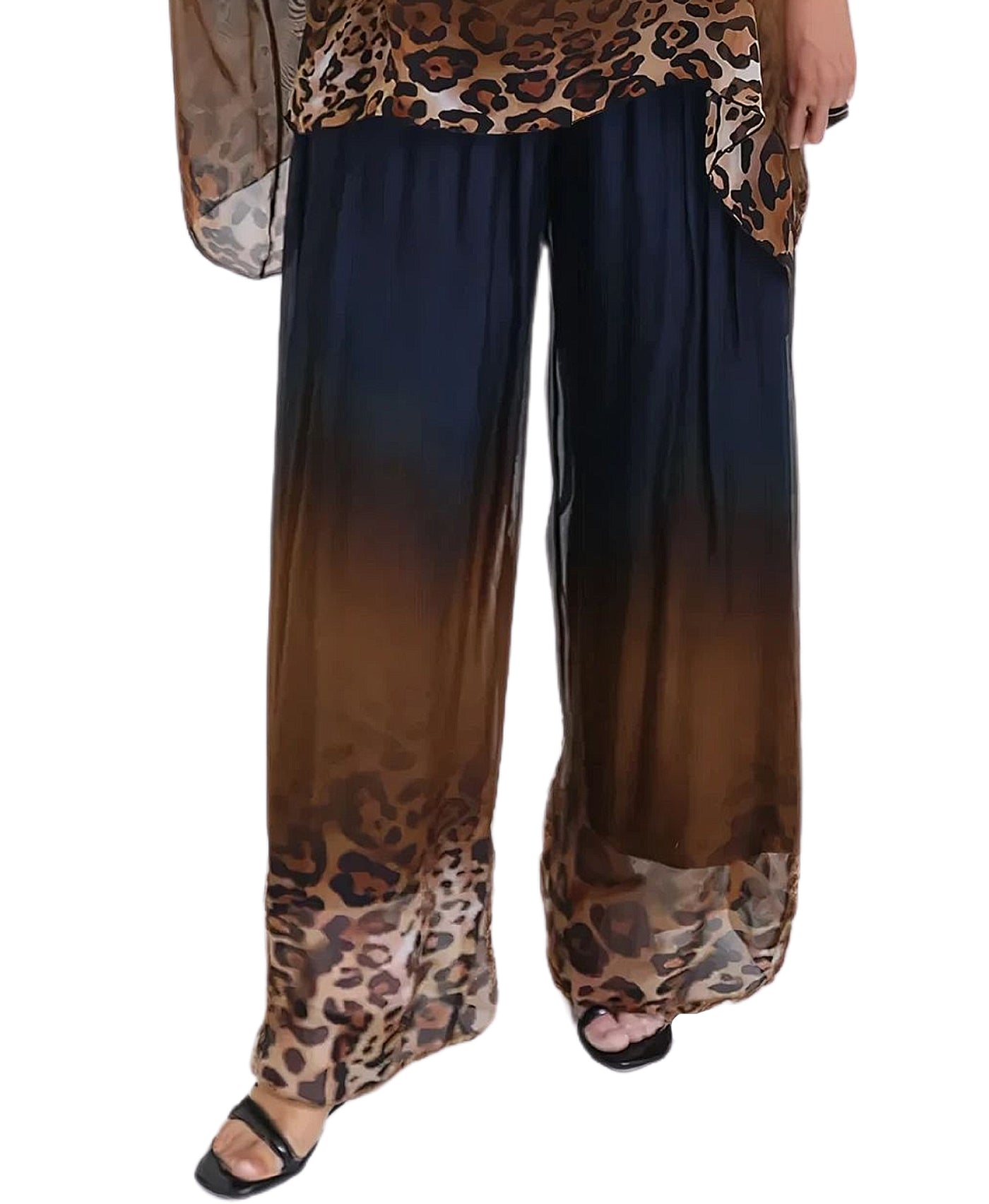 Silk Ombre Leopard Print Pants view 1